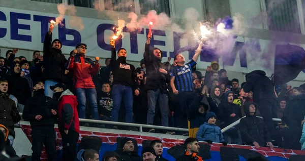 Odessa Ukraine Března 2019 Dav Fanoušků Tribunách Fotbalového Stadionu Během — Stock fotografie