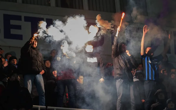 Odessa Ukraine Março 2019 Multidões Fãs Nas Arquibancadas Estádio Futebol — Fotografia de Stock