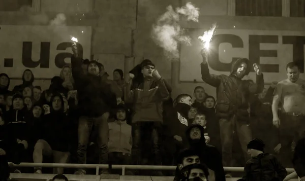 Odessa Ukraine Března 2019 Dav Fanoušků Tribunách Fotbalového Stadionu Během — Stock fotografie