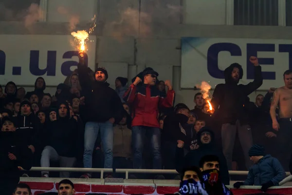 Odessa Ukraine Března 2019 Dav Fanoušků Tribunách Fotbalového Stadionu Během — Stock fotografie