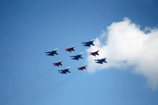 Moscou Russie Juin 2020 Vol Défilé Aérien Des Avions Russes — Photo