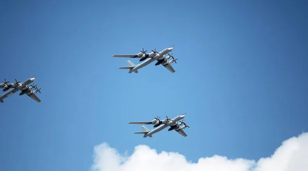 Moscow Russia June 2020 Air Parade Russian Aircraft 95Ms Fly — Stock Photo, Image