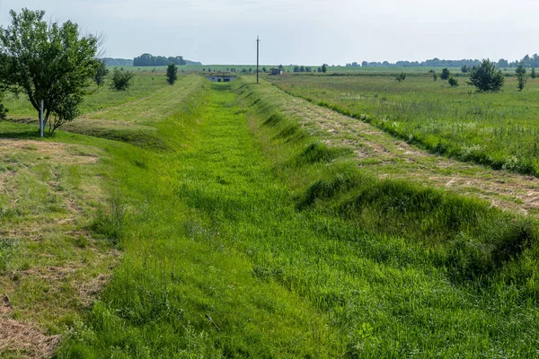 Problèmes Écologiques Réchauffement Climatique Sécheresse Canal Irrigation Sec Sans Eau — Photo