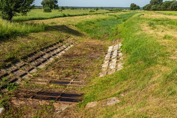 Problèmes Écologiques Réchauffement Climatique Sécheresse Canal Irrigation Sec Sans Eau — Photo