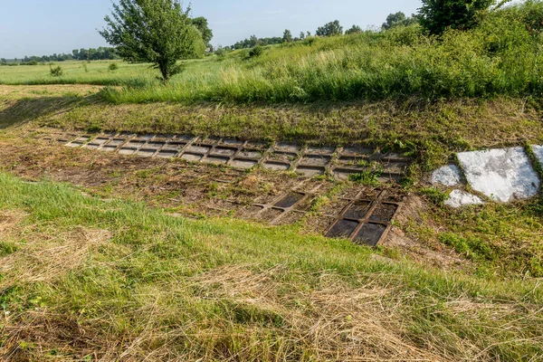 Problemy Ekologiczne Globalne Ocieplenie Susza Suchy Kanał Nawadniający Bez Wody — Zdjęcie stockowe