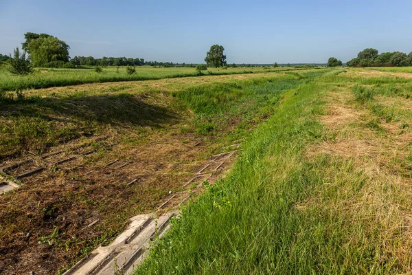 Ekologiska Problem Global Uppvärmning Torkan Torr Bevattningskanal Utan Vatten Katastrof — Stockfoto