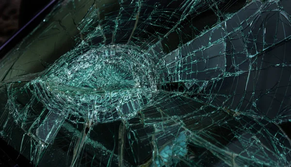 Arabanın Kırık Camına Seçici Odaklanma Imgesi Araba Kazası Kazadan Sonra — Stok fotoğraf