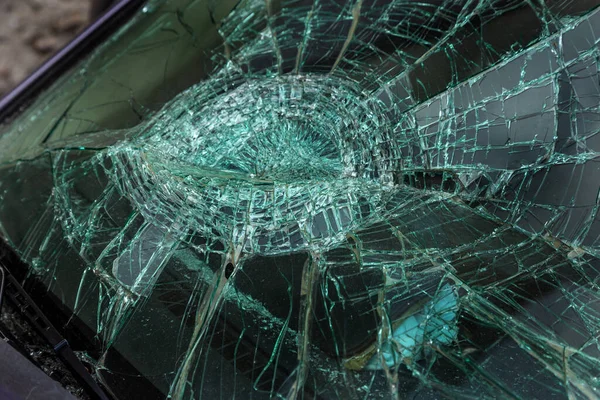 Вибір Зображення Фокусування Зламаному Лобовому Склі Автомобіля Автомобільна Аварія Зламане — стокове фото