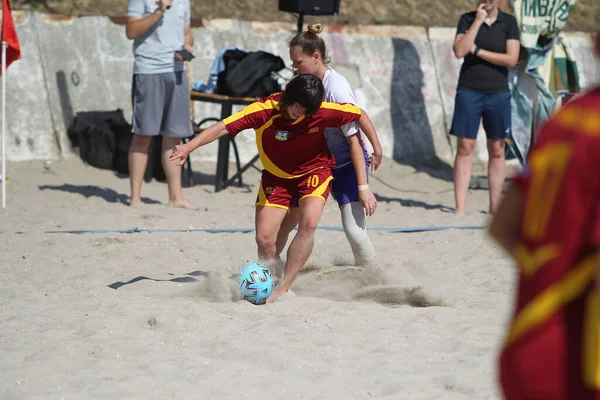 Odessa Ukraina Lipca 2020 Beach Soccer Championship Wśród Amatorek Plaży — Zdjęcie stockowe