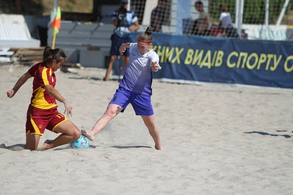 Odessa Ukraina Lipca 2020 Beach Soccer Championship Wśród Amatorek Plaży — Zdjęcie stockowe