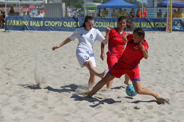 Odessa Ukraina Lipca 2020 Beach Soccer Championship Wśród Amatorek Plaży — Zdjęcie stockowe