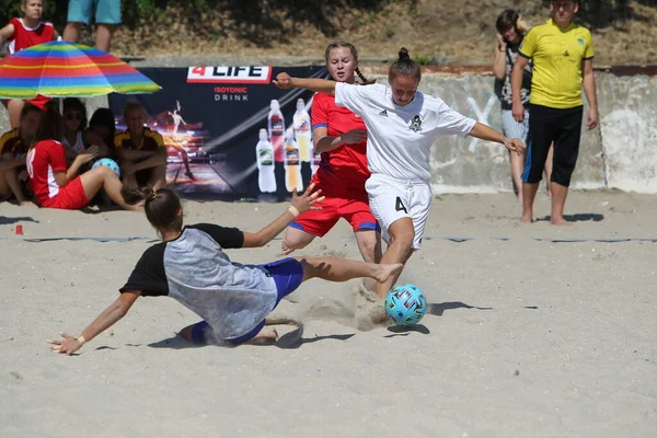 Odessa Ukraina Lipca 2020 Beach Soccer Championship Wśród Amatorek Plaży — Zdjęcie stockowe