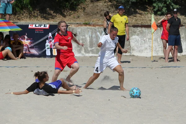 Odessa Ucrania Julio 2020 Campeonato Fútbol Playa Entre Mujeres Amateur —  Fotos de Stock