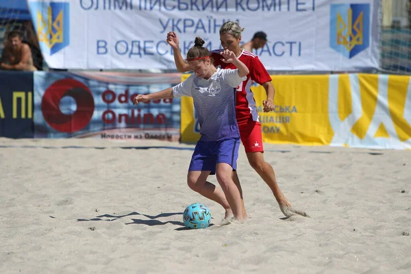 Odessa Ukrayna Temmuz 2020 Plajdaki Amatör Kadınlar Arasında Plaj Futbol — Stok fotoğraf