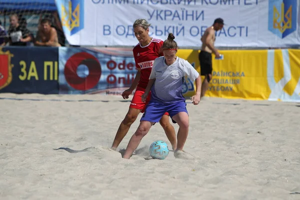 Odessa Ukrayna Temmuz 2020 Plajdaki Amatör Kadınlar Arasında Plaj Futbol — Stok fotoğraf