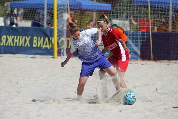 Odessa Ukraina Lipca 2020 Beach Soccer Championship Wśród Amatorek Plaży — Zdjęcie stockowe