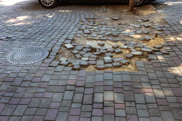 Damaged Asphalt Road Potholes Caused Freeze Thaw Cycles Winter Bad — Stock Photo, Image