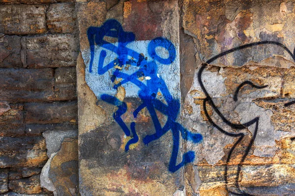 Cultura Urbana Icónica Moderna Etiqueta Letra Graffiti Pared Decorada Con — Foto de Stock