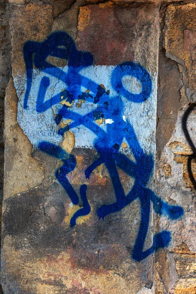 Modern Ikonisk Stadskultur Tag Graffiti Brev Vägg Dekorerad Med Abstrakta — Stockfoto