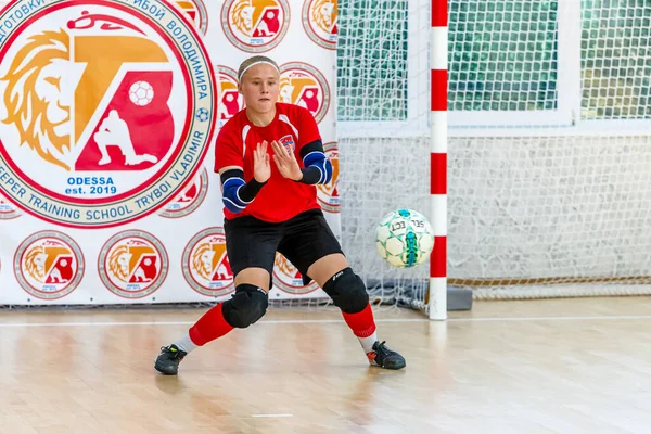 Odessa Ukraine Circa 2020 Kinder Spielen Mini Fußball Futsal Torwart — Stockfoto