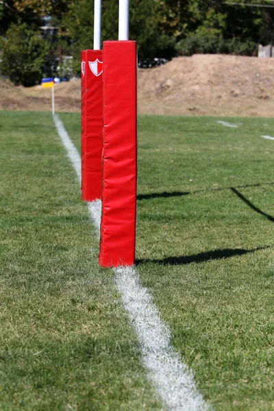 Omezit Linie Sportu Přírodní Trávy Pole Rugby Pole Selektivní Pozadí — Stock fotografie