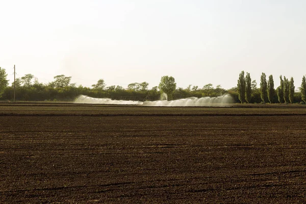 Sistema Irrigação Agrícola Automática Irrigação Campo Zona Árida Agricultura Uma — Fotografia de Stock