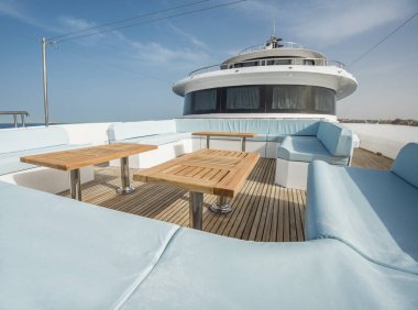 Yay tik güverte sandalye koltuk masa ve özel kabin büyük lüks motoryat