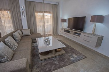 Lüks daire gösteri ev gösteren iç tasarım dekor mobilya oturma odası salonunda