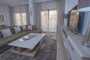 Lüks daire gösteri ev gösteren iç tasarım dekor mobilya oturma odası salonunda