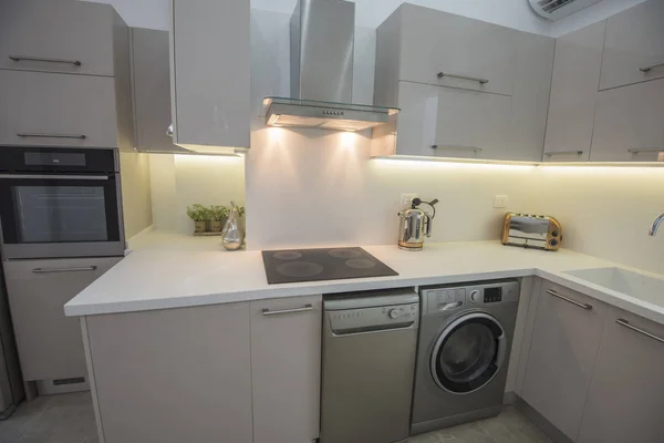 Interior Design Decor Showing Modern Kitchen Appliances Luxury Apartment Showroom — Stock Photo, Image