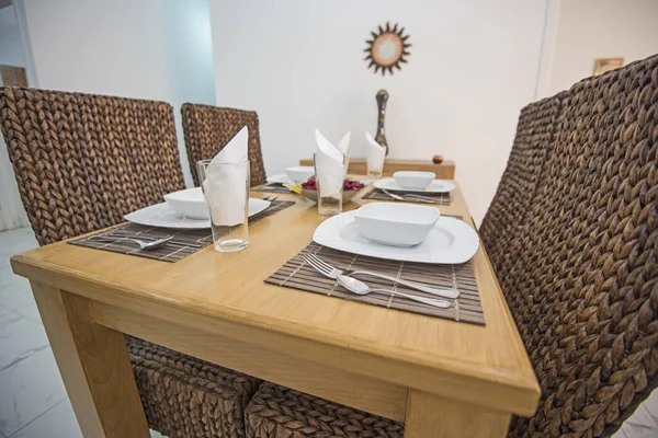 Sala Estar Salón Con Mesa Comedor Apartamento Lujo Mostrar Hogar —  Fotos de Stock