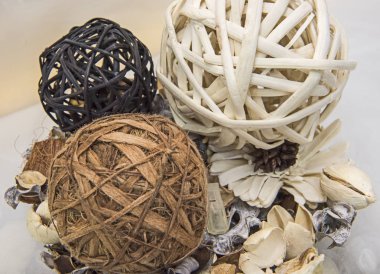 Soyut Portre natürmort hasır topu dekorasyon ahşap kase