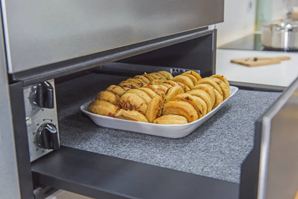 Interieur Design Decor Weergegeven Moderne Keuken Met Oven Opwarming Van — Stockfoto