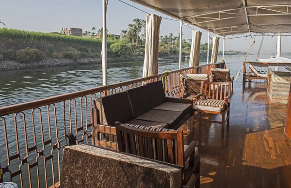 Chaises Assises Sur Terrasse Bateau Croisière Nile Avec Vue Panoramique — Photo