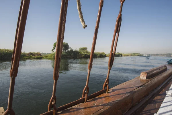 Görünümü Büyük Geniş Nehir Nil Nehir Yoluyla Kırsal Kırsal Manzara — Stok fotoğraf