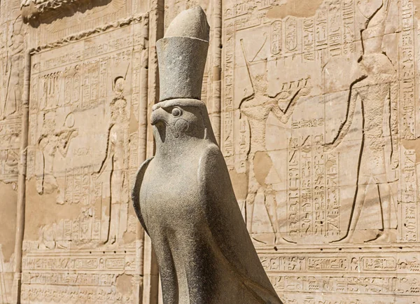 Hieroglyphen Schnitzereien Der Wand Des Alten Ägyptischen Horus Tempels Edfu — Stockfoto