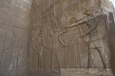 Hieroglypic oymalar, Antik Mısır Tapınağı Kom Ombo duvarda