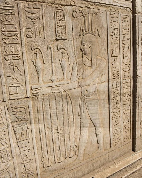 Hieroglypic Σκαλίσματα Στον Τοίχο Στο Την Αρχαία Αιγυπτιακές Ναός Του — Φωτογραφία Αρχείου