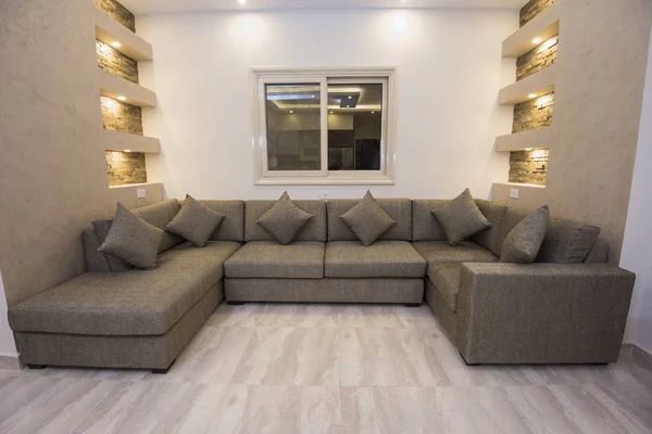 Woonkamer Lounge Sofa Luxe Appartement Toon Home Weergegeven Interieur Design — Stockfoto