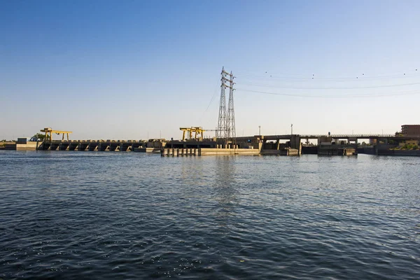 Landscape View Large Wide River Nile Egypt Edfu Dam Lock — Stock Photo, Image