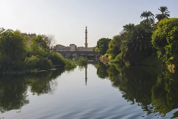 Vue Sur Large Fleuve Nil Egypte Edfu Travers Paysage Rural — Photo