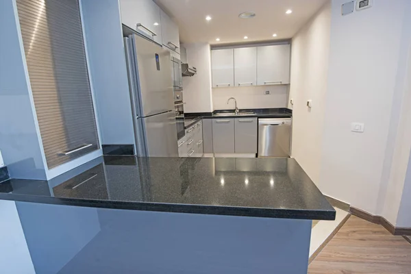Interieur Inrichting Met Moderne Keuken Apparatuur Luxe Appartement Showroom — Stockfoto