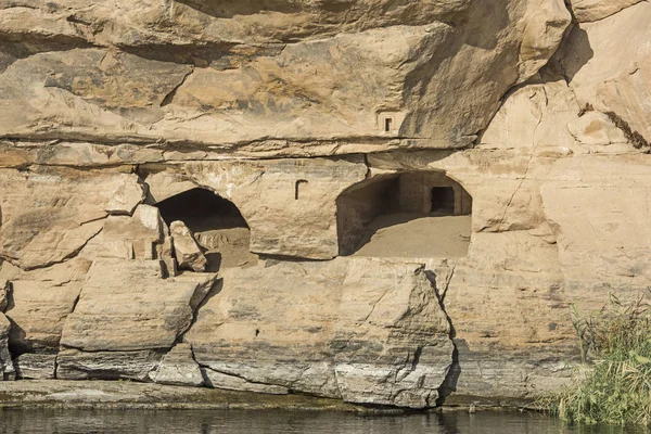 View Nile Rive Gebel Silsila Mountain Quarry Tombs Egypt Khenu — Stock Photo, Image