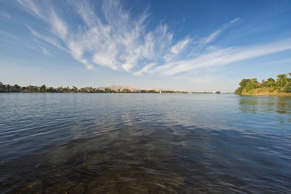 Panoramic Landscape Rural Countryside View Large River Nile Arid Environment — Stock Photo, Image