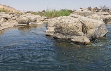 Aswan Mısır'da katarakt gösteren nil nehri yakın çekim