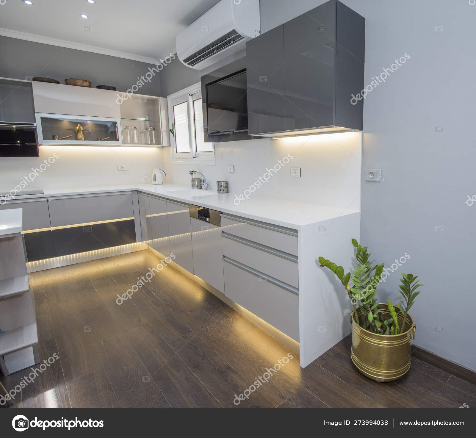 Modern kitchen design in a luxury apartment Stock Photo by ...