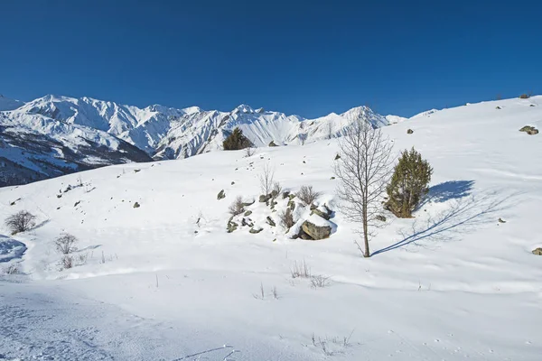 雪に覆われた高山山脈のパノラマビュー — ストック写真