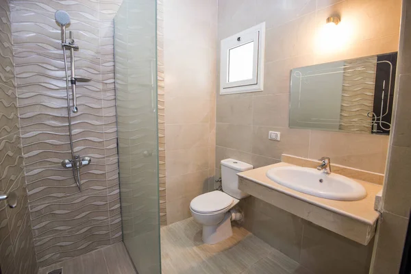 Interior design of bathroom in luxury apartment