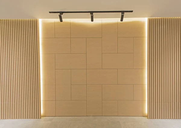 Closeup of wall cladding with lighting