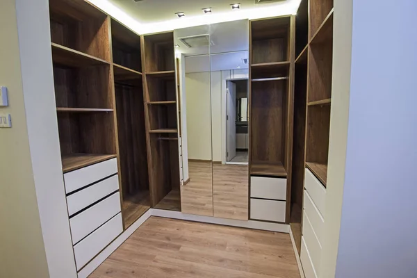 Interior design of bedroom closet in house